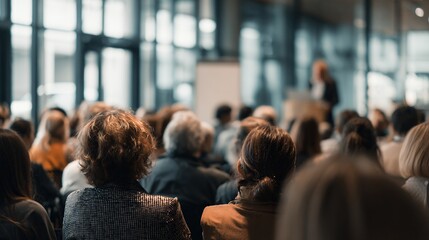 Fototapeta premium audience listening to speaker at conference