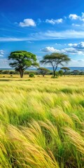 Obraz premium Tropical grassland with Paspalum Maximum Cv Mombasa grasses swaying in the wind
