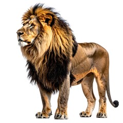 Obraz premium Majestic lion standing isolated on a white background