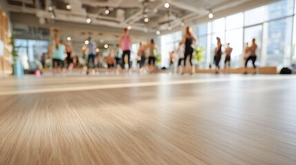 Fototapeta premium people exercise in brightly lit studio