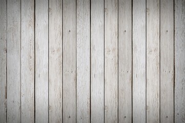 Obraz premium Rustic aged wooden plank wall with whitewash paint texture background