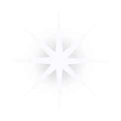 Clean White Sparkle Starburst Icon: Eight Pointed Glow Element for Design and Light Effect Overlay

