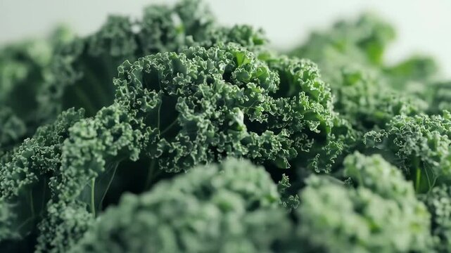 Fresh curly kale leaves close-up, a healthy raw vegetable