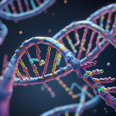 A close-up view of a DNA strand being precisely edited.