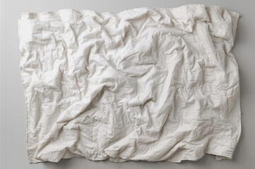 Obraz premium Top view of a wrinkled white throw with a checkered pattern and empty space