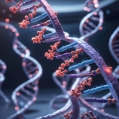 A close-up view of a DNA strand being precisely edited.
