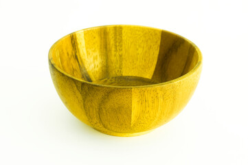 Wood bowl on white background.