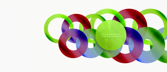 Obraz premium Abstract colorful circles overlap, creating dynamic visual effect. Modern design element for backgrounds, banners, presentations.