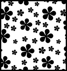 Black and white floral seamless pattern illustration. Vintage 70s style hippie flower background design. Y2k nature backdrop with daisy flowers.