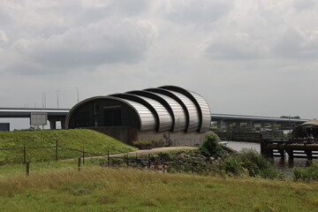 The bellows weir at Ramspol or Ramspolkering is an exceptionally large inflatable storm surge barrier
