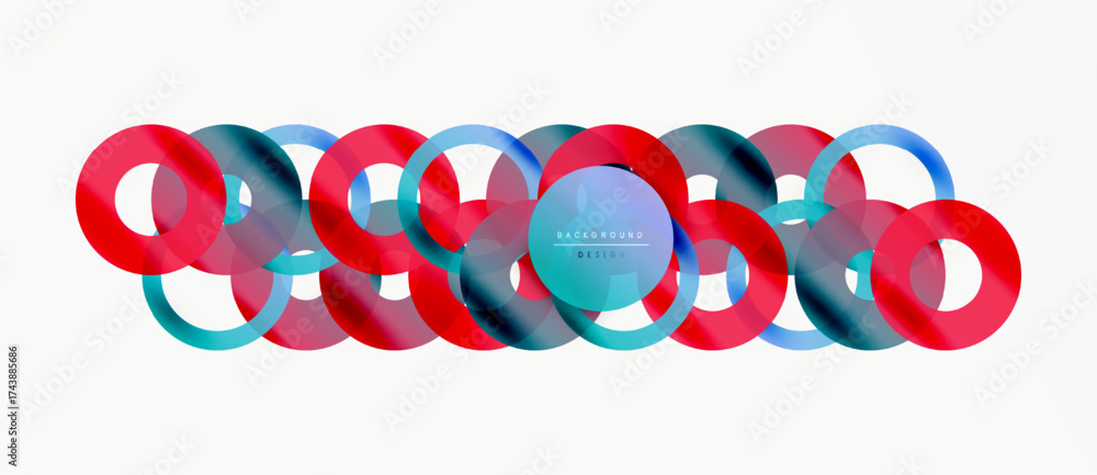 Wall mural abstract colorful overlapping circles create dynamic visual texture. modern design element for backg