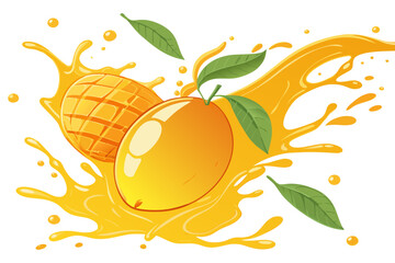 Tropical Mango Juice Explosion Vector Design