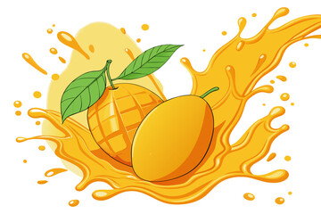 Fresh Ripe Mango with Juice Splash Artwork