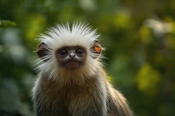 Fototapeta premium White-headed marmoset (Callithrix geoffroyi), commonly called tufted-ear marmoset or Geoffrey's marmoset