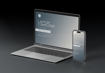 Smartphone and Laptop Mockup on Black