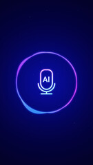 AI voice recognition personal assistant technology concept, smart artificial intelligence app screen, machine speech generated, online support chat bot, automated virtual business customer service