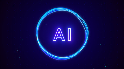 Futuristic AI assistant app logo screen background, smart personal artificial intelligence computer concept, abstract neural network smartphone innovation, machine learning technology 3d