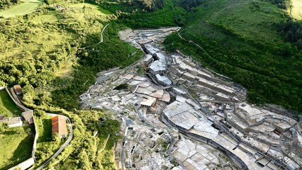 The salty valley of Añana, Spain, is an inland saline, which takes advantage of four salt water springs that flow from the surroundings, converging in this valley. 