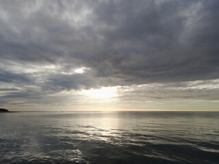 Meer, Wasser, Himmel, Wolken, Sonne