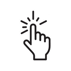 Click Hand Icon Vector, Touch Gesture Symbol, Tap Pointer Line Art Illustration