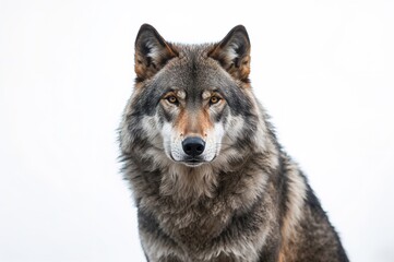 Obraz premium Gray wolves standing alone on a white background
