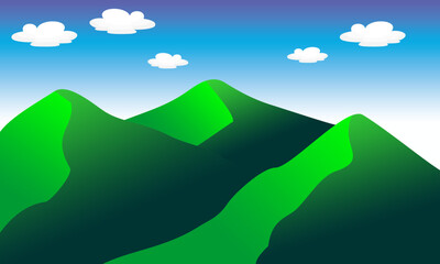 Green hills under blue sky il...