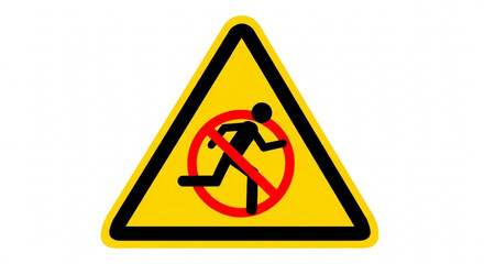 No running sign symbol for safety, caution, and prohibition warning icon for preventing accidents and injuries in public areas