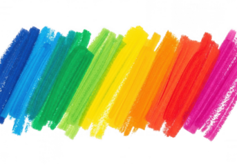 Colorful brush strokes across black isolated on a transparent background