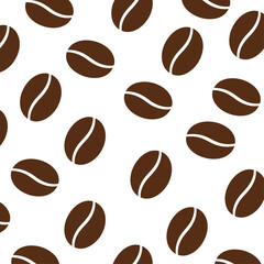 Seamless pattern of coffee beans isolated on white background, a simple and elegant design element