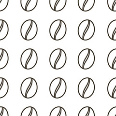 Seamless pattern of coffee beans isolated on white background, a simple and elegant design element