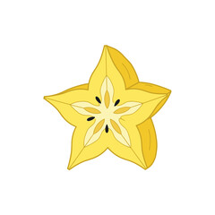 Obraz premium Illustration of a yellow star fruit isolated on white background, perfect for summer designs