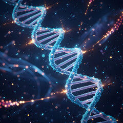 A time-lapse-style image showing a cell dividing through mitosis.