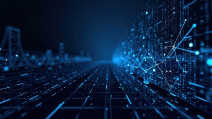 Abstract Digital Highway  A Futuristic Network Visualization Showing Data Flow and Connectivity