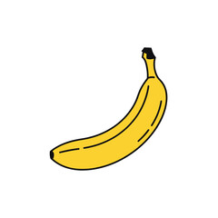 Illustration of a banana fruit in yellow color isolated on white background
