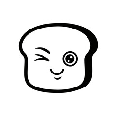 Obraz premium Cute slice of bread cartoon character winking isolated on white background food vector illustration