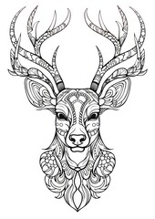 Naklejka premium Deer sketch drawing animal.