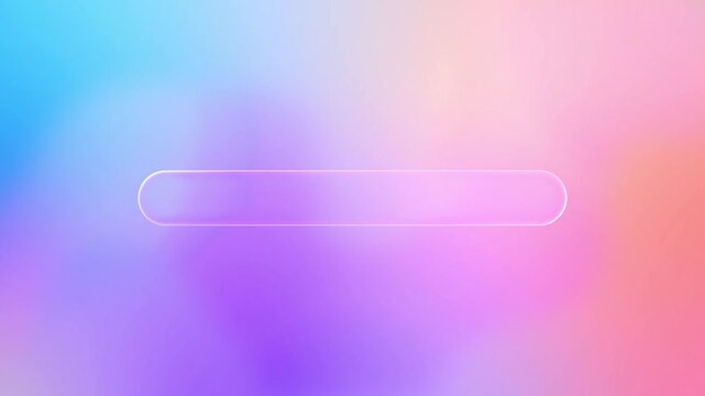 Beautiful transparent rounded rectangle glass frame background, realistic liquid glassmorphism user interface, abstract empty frosted plate on pink colorful gradient, blurred animated UI design loop