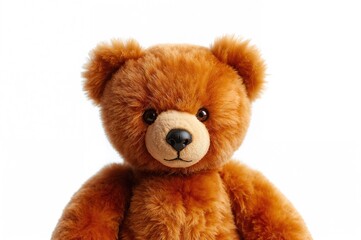 Obraz premium Stuffed teddy bear on a plain white backdrop