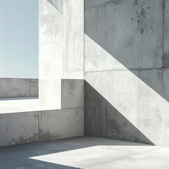 Minimal monochrome architecture abstract concrete structure empty environment modern viewpoint with light and shadow effects