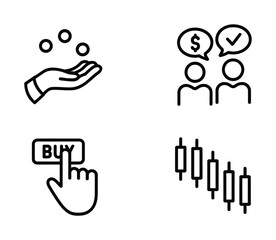 Business finance and investment line icons for buy trade and payment concepts