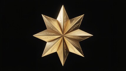 Golden Eight- Pointed Star with Engraved Patterns eight-pointed.