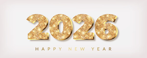 New Year background with gold glitter number 2026