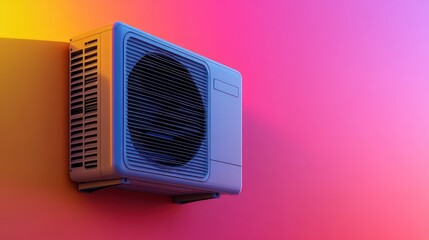 Modern Air Conditioner Unit on Vibrant Wall