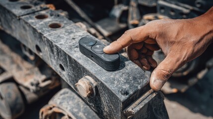 Worker Operating Remote Control on Heavy Machinery in a Construction Site During Daytime