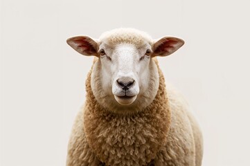 Fototapeta premium A single Corriedale sheep against a plain backdrop