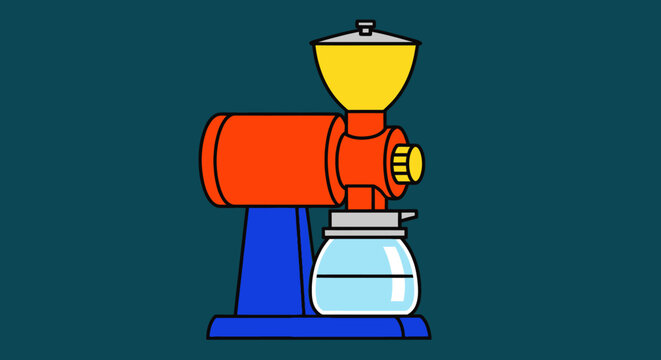 colorful coffee grinder machine on teal background clip art preview