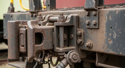 Railcar Coupling Mechanism Closeup.