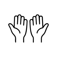 Two open hands showing palms in minimalist line art style  