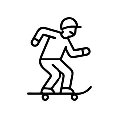 Obraz premium Skateboarder performing tricks in minimalist line art style 