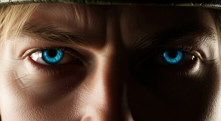Blue Eyed Man Close-Up Portrait